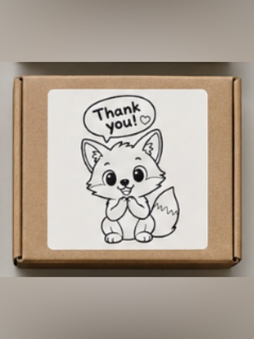 Handmade Fox "Thank You" Sticker 2”x2” - 25pcs - Picture 1 of 1